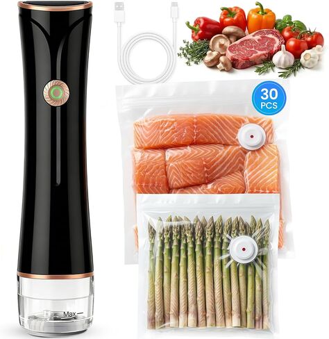 Compact Vacuum Sealer for Food with Visible Tank, Handheld Vacuum Sealer Machine, Includes 30 Reusable Bags, Seal Food 6X Fresh Longer, Wireless & Portable, Suitable for Kitchen and Travel, White in Saudi Arabia