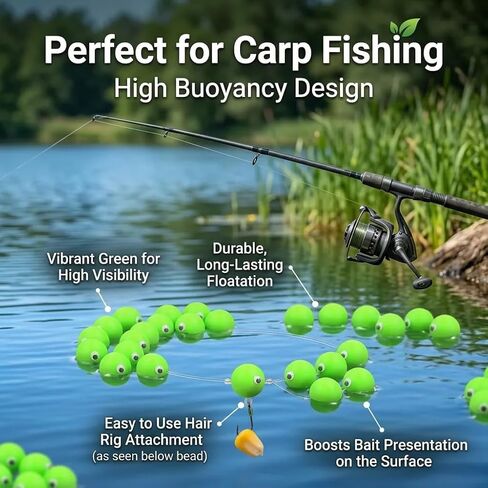 10pcs European-Style Carp Reverse Bottom Fishing Floating Beads, Round Bait Fishing Beads, Roneri Rig, High Buoyancy Lure, Popping Bobber in Saudi Arabia