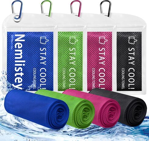 Cooling Towels, Soft Breathable Cooling Towels for Neck and Face, Microfiber Gym Towels for Men and Women with Waterproof Bag & Carabiner, Sweat Towel for Yoga (Light Blue/Royal Blue/Purple/Grey) in Saudi Arabia