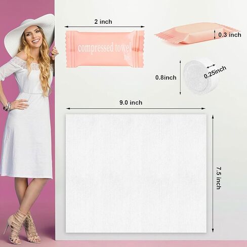 50Pcs Compressed Towel Tablets - Individually Wrapped Portable Mini Disposable Face Towels, Ideal for Travel, Camping, Hiking, Beauty & Home Use in Saudi Arabia