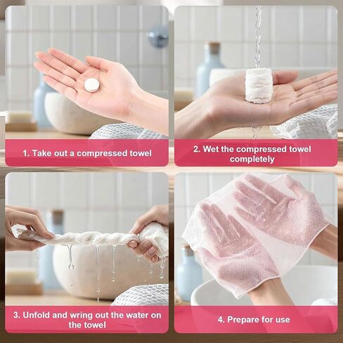 50Pcs Compressed Towel Tablets - Individually Wrapped Portable Mini Disposable Face Towels, Ideal for Travel, Camping, Hiking, Beauty & Home Use in Saudi Arabia