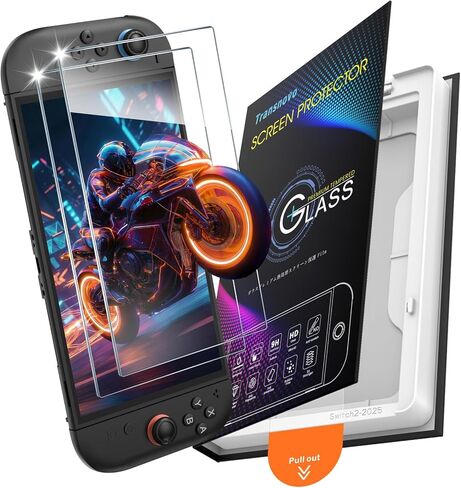 TRANSNOVO 2-Pack for Switch 2 واقي شاشة من الزجاج المقسى مع دليل المحاذاة، مقاوم للخدش 9H، تثبيت خالٍ من الفقاعات لمدة 10 ثوانٍ للمستخدمين لأول مرة، زجاج حساس للمس فائق الوضوح (عبوتان) in Kuwait