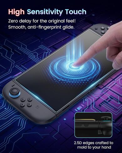 TRANSNOVO 2-Pack for Switch 2 واقي شاشة من الزجاج المقسى مع دليل المحاذاة، مقاوم للخدش 9H، تثبيت خالٍ من الفقاعات لمدة 10 ثوانٍ للمستخدمين لأول مرة، زجاج حساس للمس فائق الوضوح (عبوتان) in Kuwait