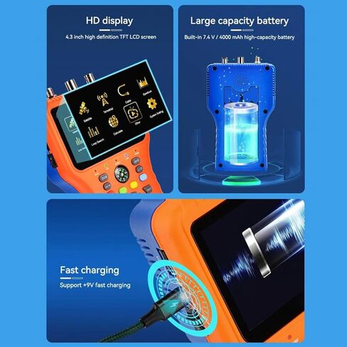 WALFRONT Satellite Finder Meter Satellite Finding Device 4.3in Colorscreen DVB S2X S T2 T Signal Strength Quality HD Display Digital Sat Detector Recognition (US Plug) in Saudi Arabia