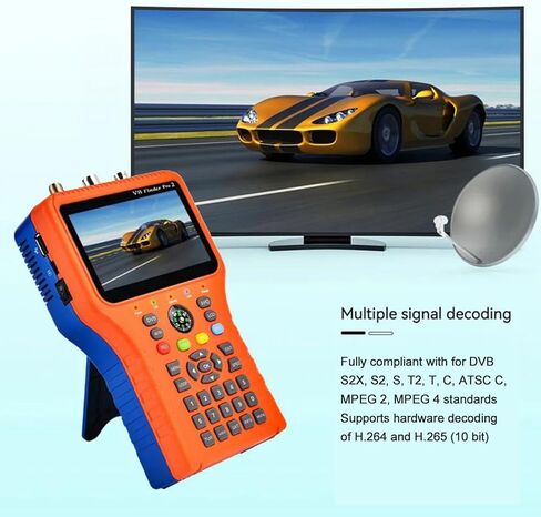 WALFRONT Satellite Finder Meter Satellite Finding Device 4.3in Colorscreen DVB S2X S T2 T Signal Strength Quality HD Display Digital Sat Detector Recognition (US Plug) in Saudi Arabia
