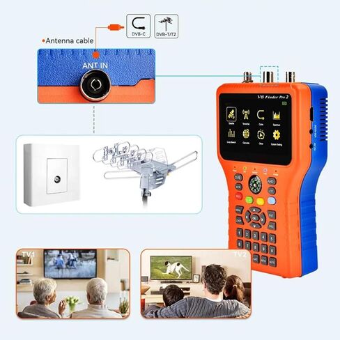 WALFRONT Satellite Finder Meter Satellite Finding Device 4.3in Colorscreen DVB S2X S T2 T Signal Strength Quality HD Display Digital Sat Detector Recognition (US Plug) in Saudi Arabia