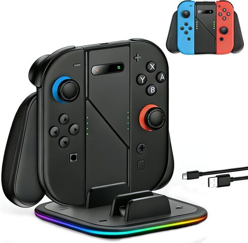 حامل قبضة الشحن لـ Switch 2 / Switch [التشغيل أثناء الشحن] محطة شاحن متوافقة مع Nintendo 2 w Dynamic Light in Kuwait