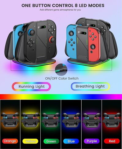 حامل قبضة الشحن لـ Switch 2 / Switch [التشغيل أثناء الشحن] محطة شاحن متوافقة مع Nintendo 2 w Dynamic Light in Kuwait
