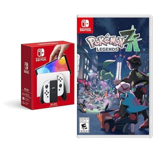 نموذج نينتندو سويتش OLED مع جهاز Joy-Con الأبيض + حزمة ألعاب Pokémon Legends: Z-A in Kuwait
