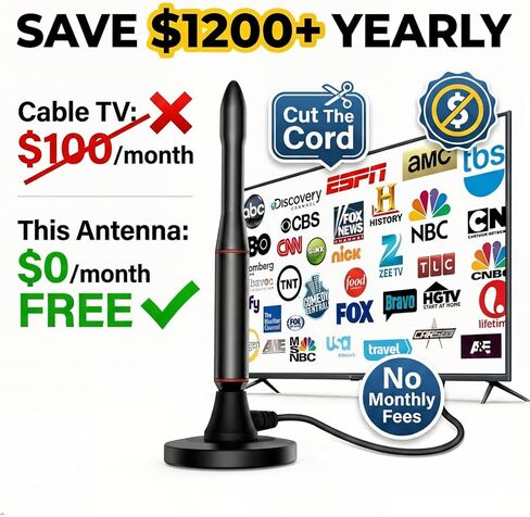 TV Antenna Indoor Antenna for Smart TV,650+ Miles Long Range Digital Antenna Indoor for All TV, for Local Channels,Supports 4K, 1080p in Saudi Arabia