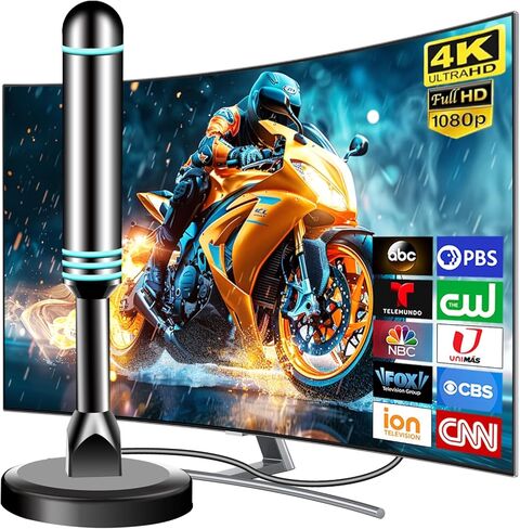 TV Antenna for Smart TV Indoor, Long Range Reception HD Digital TV Antenna for Local Channels Supports 4K 1080p with Strong Magnetic Base for Easy Installation, 10ft HD Coax Cable in Saudi Arabia