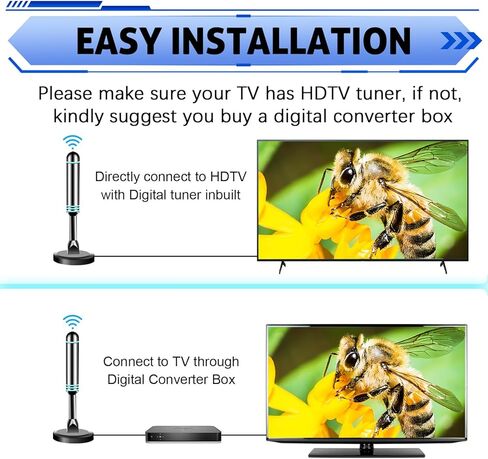 TV Antenna for Smart TV Indoor, Long Range Reception HD Digital TV Antenna for Local Channels Supports 4K 1080p with Strong Magnetic Base for Easy Installation, 10ft HD Coax Cable in Saudi Arabia