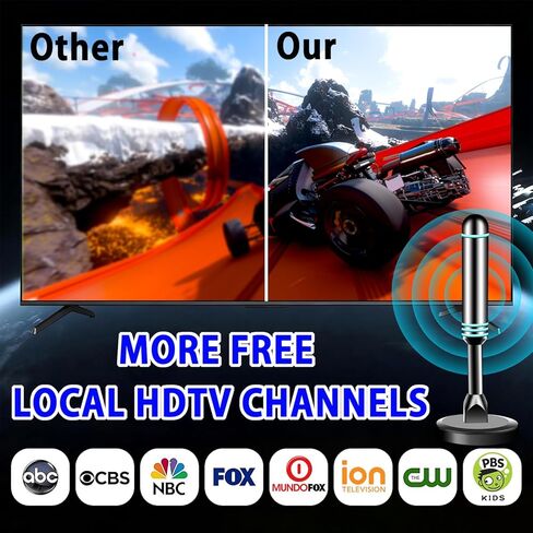 TV Antenna for Smart TV Indoor, Long Range Reception HD Digital TV Antenna for Local Channels Supports 4K 1080p with Strong Magnetic Base for Easy Installation, 10ft HD Coax Cable in Saudi Arabia