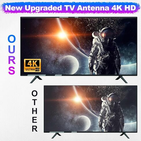 هوائي التلفزيون في الهواء الطلق - دعم 2 TVS، 4000+ ميل هوائيات رقمية طويلة المدى تلفزيون ذكي داخلي، هوائيات HD قنوات محلية استقبال 360 درجة، أقوى هوائي مكبر للصوت - دعم 8K 4K 1080p-38 Ft Cable in Kuwait