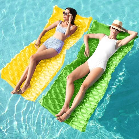 Sloosh Pocket Inflatable Floating Mat Swimming Pool Mattress Pool Mat Float Raft Lounge 2 Pieces(Blue, Purple) in Saudi Arabia