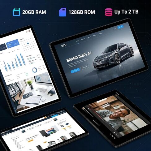 تابلت جليسو، تابلت أندرويد 10 بوصة، 20 جيجابايت + 128 جيجابايت + 2 تيرابايت، تابلت أندرويد 15 مع ثماني النواة، شاشة IPS HD، بطارية 5000 مللي أمبير، شحن سريع، معرف الوجه، كاميرا مزدوجة، نحيف، أسود in Kuwait