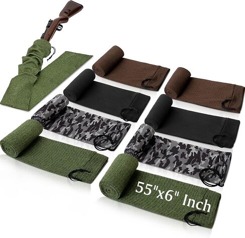 Tatuo 8 Pcs 55x6 Inch Gun Socks for Rifles and Shotguns with Drawstring Closure Silicone Treated Knit Gun Sleeve Elastic Design Holder Socks Cover for Hunting Shooting Tactical in Saudi Arabia