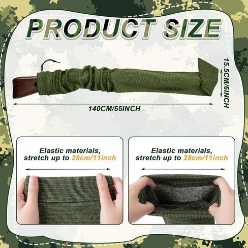 Tatuo 8 Pcs 55x6 Inch Gun Socks for Rifles and Shotguns with Drawstring Closure Silicone Treated Knit Gun Sleeve Elastic Design Holder Socks Cover for Hunting Shooting Tactical in Saudi Arabia