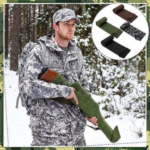 Tatuo 8 Pcs 55x6 Inch Gun Socks for Rifles and Shotguns with Drawstring Closure Silicone Treated Knit Gun Sleeve Elastic Design Holder Socks Cover for Hunting Shooting Tactical in Saudi Arabia