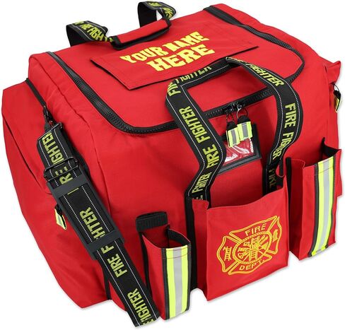 Lightning X Customizable Padded XL Step-In Turnout Gear Bag w/Shoulder Strap, Operations Pockets + Embroidered Name - BLACK in Saudi Arabia