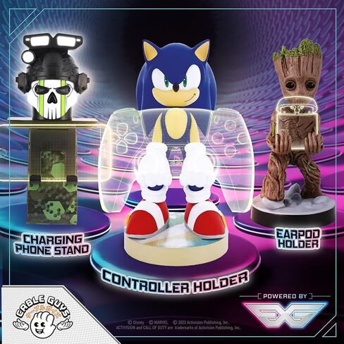 Cableguys Modern Sonic Controller Holder & Phone Stand - Gaming Setup Accessories for Desk and Game Room, Controller Stand Compatible with Xbox, PlayStation & Most Standard Game Controllers in Saudi Arabia