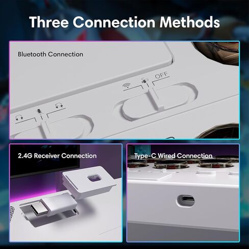 Saitake Wireless Arcade Fight Stick Joystick for PC,Android,IOS,Switch 1/2,PS3,PS4, Arcade Stick Supports Bluetooth, 2.4G Receiver and Wired Connection,with a 3.5 mm Audio Jack in Saudi Arabia