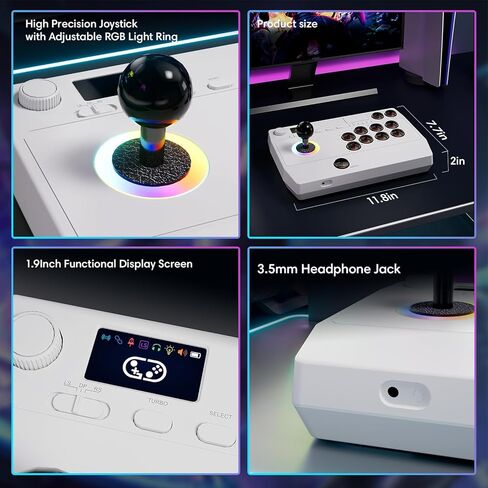 Saitake Wireless Arcade Fight Stick Joystick for PC,Android,IOS,Switch 1/2,PS3,PS4, Arcade Stick Supports Bluetooth, 2.4G Receiver and Wired Connection,with a 3.5 mm Audio Jack in Saudi Arabia