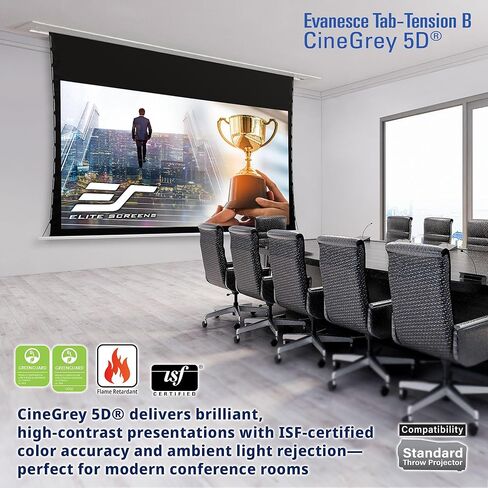 Elite Screens Evanesce Tab-Tension B CineGrey 5D, 126-inch 16:9, in Ceiling Concealed Electric Motorized Drop Down Projector Screen w Ambient Light Rejecting CG5D Projection Material, ETB126HD5-E10 in Saudi Arabia