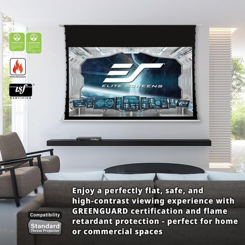 Elite Screens Evanesce Tab-Tension B CineGrey 5D, 126-inch 16:9, in Ceiling Concealed Electric Motorized Drop Down Projector Screen w Ambient Light Rejecting CG5D Projection Material, ETB126HD5-E10 in Saudi Arabia
