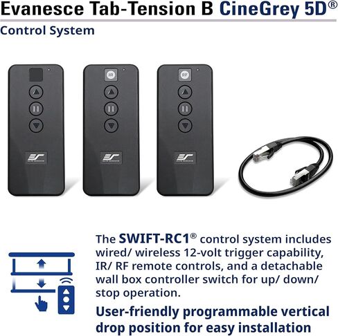 Elite Screens Evanesce Tab-Tension B CineGrey 5D, 126-inch 16:9, in Ceiling Concealed Electric Motorized Drop Down Projector Screen w Ambient Light Rejecting CG5D Projection Material, ETB126HD5-E10 in Saudi Arabia