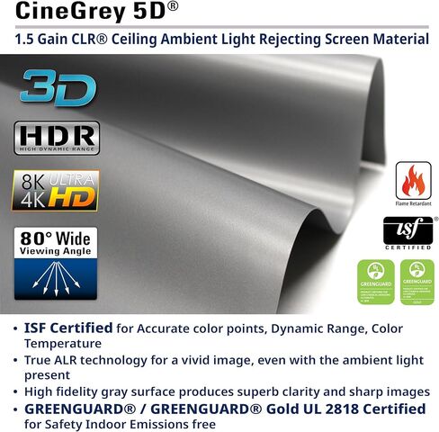 Elite Screens Evanesce Tab-Tension B CineGrey 5D, 126-inch 16:9, in Ceiling Concealed Electric Motorized Drop Down Projector Screen w Ambient Light Rejecting CG5D Projection Material, ETB126HD5-E10 in Saudi Arabia