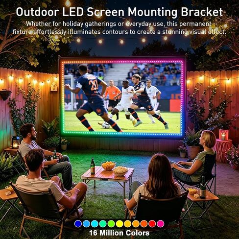 150 inch String Lights Projector Screen with Stand, USB Connection 16:9 4K HD Portable Movie Screen Indoor Outdoor,Wrinkle-Free Foldable Projection Screen for Home Theater Backyard, Office, Travel in Saudi Arabia