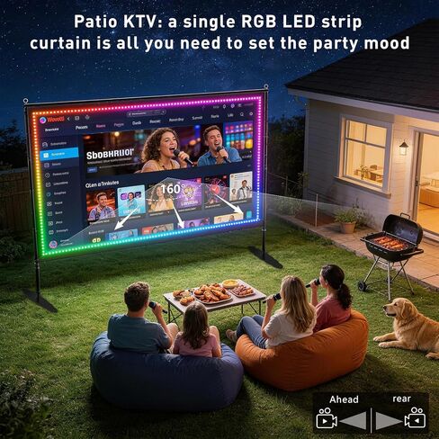 150 inch String Lights Projector Screen with Stand, USB Connection 16:9 4K HD Portable Movie Screen Indoor Outdoor,Wrinkle-Free Foldable Projection Screen for Home Theater Backyard, Office, Travel in Saudi Arabia
