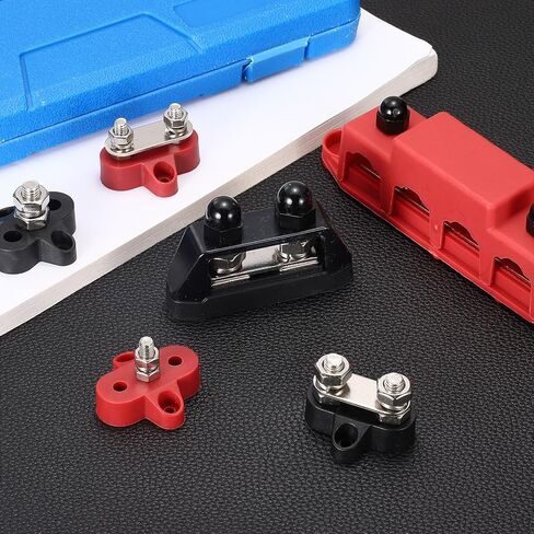 MECCANIXITY 2Pcs 12-48VDC 120A Bus Bar Marine Power Distribution Blocks, 5/16" Single Studs Automotive Busbar Terminal Block with Accessories for Car Boat Solar Wiring, Red,Black in Saudi Arabia