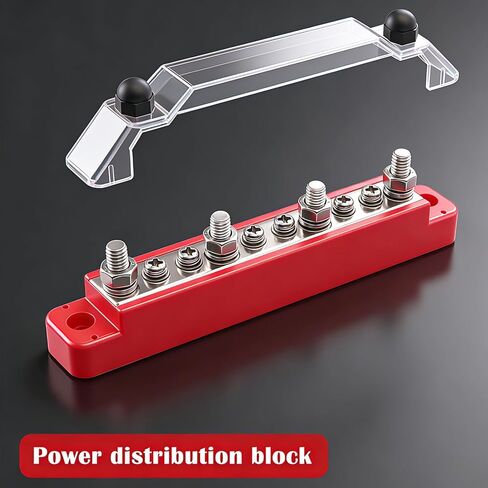 150A 12V Bus Bar Marine, 1/4" Power Distribution Block, Battery Buss Bar, Automotive Busbar Terminal Block for Car and Boat, 4 x 1/4" (M6) Posts, 6 x #8 (M4) Screws Terminals (Black+Red) in Saudi Arabia