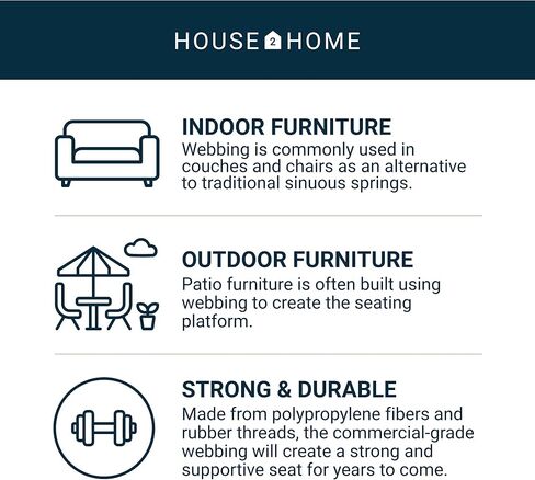 حزام House2Home لكراسي العشب والأثاث، حزام التنجيد لإصلاح دعامات الأريكة للوسائد المترهلة، بعرض 3 بوصات × 40 قدم، استبدال حزام الكرسي المرن بنسبة 70% in Kuwait