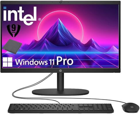 HP 21.45" FHD All-in-One PC, Intel N200 Processor, 8GB DDR5 RAM, 512GB PCIe SSD, HDMI, WiFi 6, Windows 11 Pro, Wired Keyboard & Mouse + External 9H 6-in-1 DVD Drive, Black in Saudi Arabia