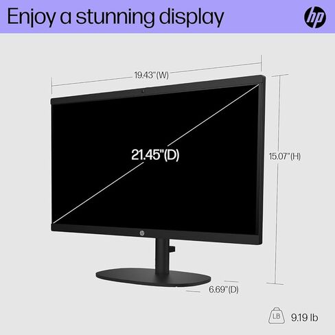 HP 21.45" FHD All-in-One PC, Intel N200 Processor, 8GB DDR5 RAM, 512GB PCIe SSD, HDMI, WiFi 6, Windows 11 Pro, Wired Keyboard & Mouse + External 9H 6-in-1 DVD Drive, Black in Saudi Arabia