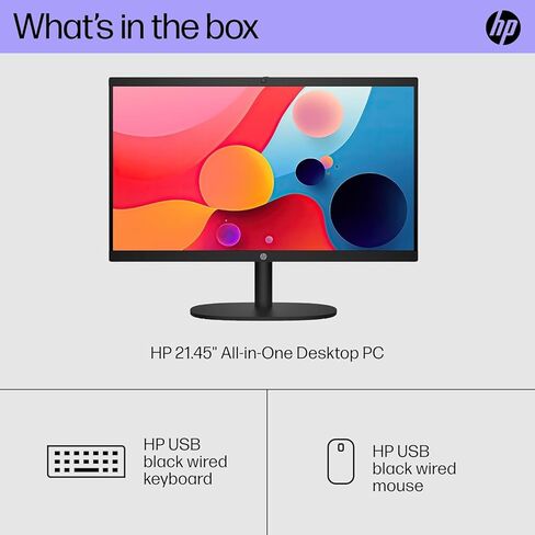 HP 21.45" FHD All-in-One PC, Intel N200 Processor, 8GB DDR5 RAM, 512GB PCIe SSD, HDMI, WiFi 6, Windows 11 Pro, Wired Keyboard & Mouse + External 9H 6-in-1 DVD Drive, Black in Saudi Arabia