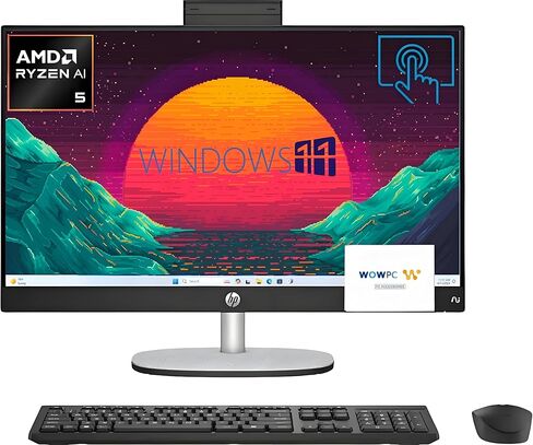 كمبيوتر مكتبي HP 23.8 بوصة FHD يعمل باللمس من الجيل التالي الكل في واحد للمكتب، وحدة المعالجة المركزية AMD Ryzen AI 5، 16 جيجابايت DDR5، 256 جيجابايت PCIe SSD، HDMI، Type-C، Wi-Fi 6، لوحة مفاتيح وماوس لاسلكي، Win11، Jet Black in Kuwait