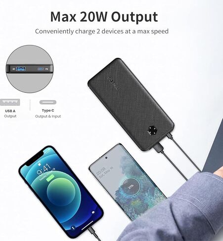 شاحن محمول SIXTHGU، بنك طاقة نحيف 10000 مللي أمبير PD 20 وات، حزمة بطارية شحن سريع USB C داخل وخارج، بنك طاقة خارجي للهاتف متوافق مع iPhone 16 15 14 13 Samsung S22 S21 Google iPad إلخ in Kuwait