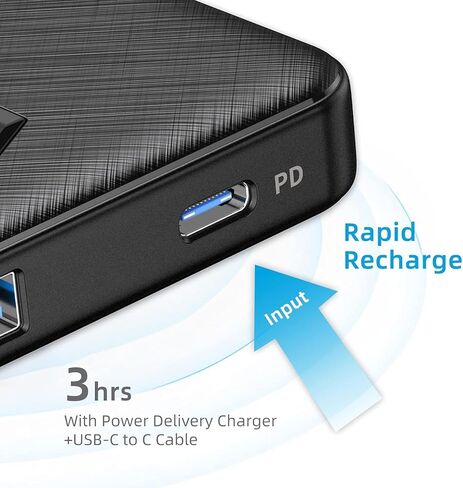 شاحن محمول SIXTHGU، بنك طاقة نحيف 10000 مللي أمبير PD 20 وات، حزمة بطارية شحن سريع USB C داخل وخارج، بنك طاقة خارجي للهاتف متوافق مع iPhone 16 15 14 13 Samsung S22 S21 Google iPad إلخ in Kuwait