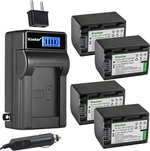 بطارية Kastar NP-FH70 وشاحن تيار متردد LCD متوافق مع Sony DCR-HC42 DCR-HC44 DCR-HC45 DCR-HC46 DCR-HC47 DCR-HC48 DCR-HC50 DCR-HC51 DCR-HC52 DCR-HC53 DCR-HC54 DCR-HC62 DCR-HC65 DCR-HC7 in Saudi Arabia