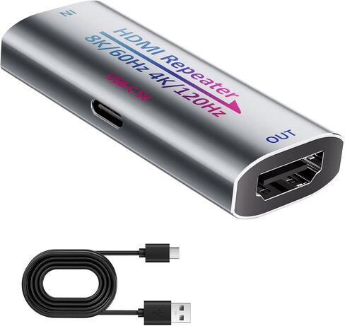 مكرر معزز HDMI 8K، مضخم إشارة نشط HDMI 2.1 يدعم موسع 8K@60 هرتز / 4K@240 هرتز، ويمتد HDMI 1080P حتى 50 مترًا لجهاز PS5، وسلسلة Xbox، وجهاز العرض، وHDCP 2.3 مع منفذ طاقة USB-C in Saudi Arabia