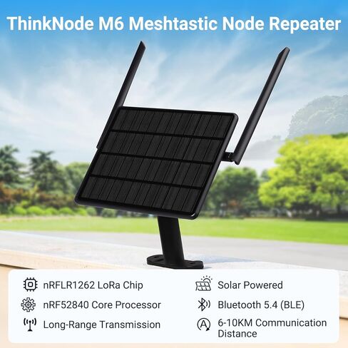 ELECROW عقدة شمسية شبكية خارجية مزودة بنظام تحديد المواقع العالمي (GPS) وnRF52840 - مكرر ThinkNode M6 Meshtastic مع لوحة شمسية 6 وات وبطارية 7000 مللي أمبير في الساعة، ومحطة اتصالات للمناطق خارج الشبكة والمناطق النائية (915 ميجاهرتز) in Kuwait