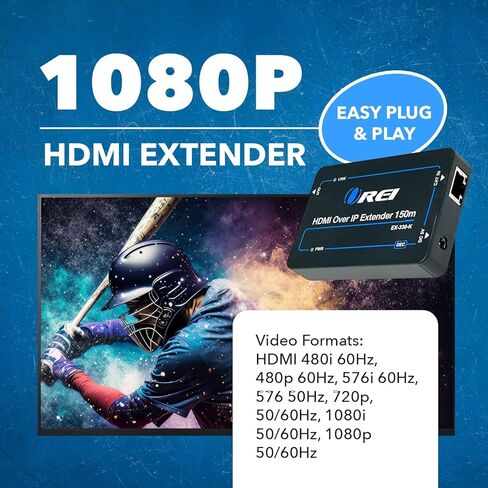 OREI HDMI over Ethernet Extender Over IP with CAT5/CAT6 Cable , with IR Upto 330 Feet - Loop Out - 1080P Full HD Signal Distribution - One to Many option in Saudi Arabia