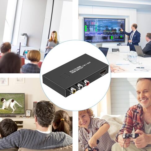 محول RCA إلى HDMI، محول محول AV إلى HDMI 2 في 1 خارج (1 RCA و1 مدخل HDMI) مع كابل HDMI يدعم 4K@30 هرتز ثلاثي الأبعاد 1080P لمشغلات VHS VCR Xbox PS4 Roku Blue-Ray DVD in Kuwait