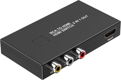 محول RCA إلى HDMI، محول محول AV إلى HDMI 2 في 1 خارج (1 RCA و1 مدخل HDMI) مع كابل HDMI يدعم 4K@30 هرتز ثلاثي الأبعاد 1080P لمشغلات VHS VCR Xbox PS4 Roku Blue-Ray DVD in Kuwait