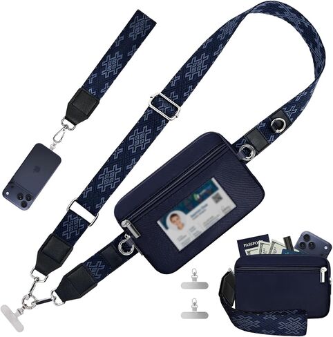 حزام هاتف AULEEP Clip and Go مع محفظة، وحبل كروس للهاتف الخلوي وحامل بطاقات الهوية RFID مضاد للسرقة، وحقيبة معصم للنساء in Kuwait