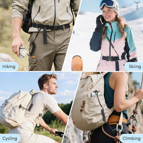 MoKo Retractable Phone Tether Lanyard, Anti-theft Cell Phone Strap with Silicone Sleeve-Fits up to 6.8" Phones, 360° Metal Tether Tab Cellphone Leash Harness for Fishing, Skiing, Kayak, Travel, Black in Saudi Arabia